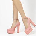 Schutz Renee Pink Faux Leather Square Toe Buckle Ankle Strap Block Heels 8.5 by Vanessa Jane