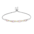 Oval Pink Morganite Prong Silver Infinity Bolo Adjustable Bracelet by Fine Color Jewels