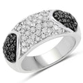 0.99 Carat Genuine Black Diamond and White Diamond .925 Sterling Silver Ring by Bids.com