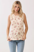 Floral Ribbed Tank Top by Boutique 23