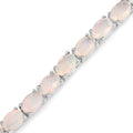 Oval White Ethiopian Opal Prong Silver Tennis Bracelet by Fine Color Jewels