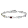 Genuine Multi Gemstone Silver Link Bracelet