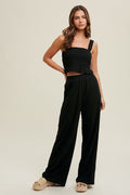 Crinkle Knit Tank - Black by Boutique 23