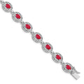 Genuine Red Ruby July Birthstone Silver Bracelet by Fine Color Jewels