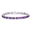 Octagon Purple Amethyst Prong Silver Tennis Bracelet by Fine Color Jewels