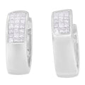 14K White Gold 1 1/8 cttw Princess and Round Cut Diamond Huggie Earrings (H-I, VS1-VS2) by Bids.com