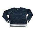 DKNY Sport Boxy Fit Velour Long Sleeve Raised Logo Pullover Sweatshirt by Vanessa Jane