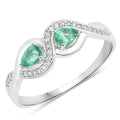 0.35 Carat Genuine Zambian Emerald and White Diamond 14K White Gold Ring by Bids.com