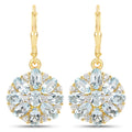 18K Yellow Gold Plated 4.58 Carat Genuine Blue Topaz and White Topaz .925 Sterling Silver Earrings