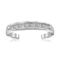 Sterling Silver Rhodium Finished Toe Ring with White Tone Cubic Zirconia Accents by Bids.com