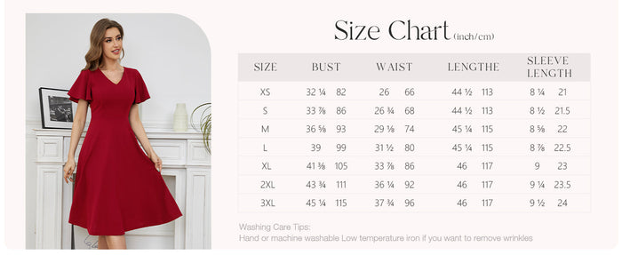 Bridesmay Red V-Neck Fit Flare Dress Women Classic Style XL Size by Deal US
