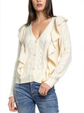 Elan Ruffle Trim Cardigan, Size Large by Vanessa Jane