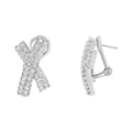 14K White Gold 2.0 Cttw Round-Brilliant Cut Diamond Domed X Shaped Omega Back Stud Earrings (H-I Color, I1-I2 Clarity) by Bids.com