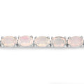 Oval White Ethiopian Opal Prong Silver Tennis Bracelet by Fine Color Jewels