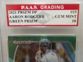 Aaron Rodgers 2021 Prizm Draft Picks Green #15 (PAAS 10) by Price Is Right Miami