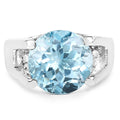 7.21 Carat Genuine Blue Topaz and White Cubic Zirconia .925 Sterling Silver Ring by Bids.com