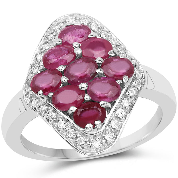 2.12 Carat Genuine Glass Filled Ruby & White Zircon .925 Sterling Silver Ring by Bids.com