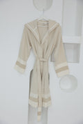 Cotton Yellow & White Bathrobe by NoaPure.com