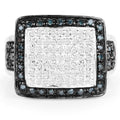 0.64 Carat Genuine White Diamond and Blue Diamond .925 Sterling Silver Ring by Bids.com