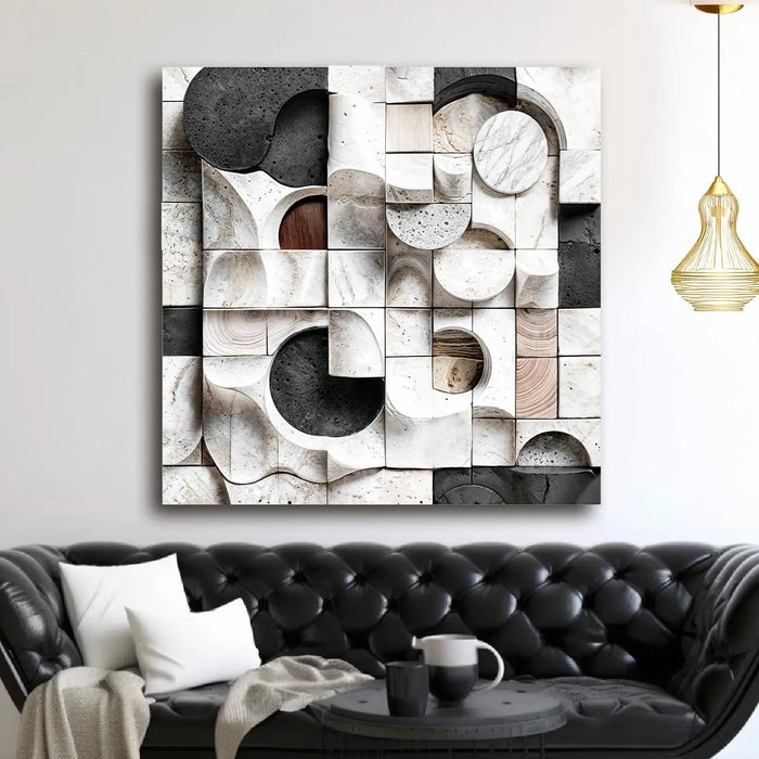 Abstract Black & White Wall Sculpture Wall Art by Tailored Canvases