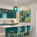 Abstract Gold And Blue Frosty Wall Art by Tailored Canvases