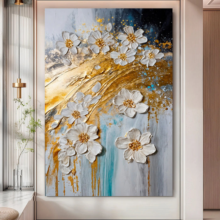 Abstract Gold Floral Wall Art by Tailored Canvases