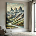 Abstract Mountain and River Landscape Wall Art II by Tailored Canvases