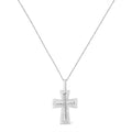 .925 Sterling Silver Prong-Set Diamond Accent Cross 18" Pendant Necklace (I-J Color, I1-I2 Clarity) by Bids.com