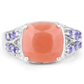 3.97 Carat Genuine Peach Moonstone and Tanzanite .925 Sterling Silver Ring by Bids.com
