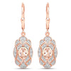 Oval Pink Morganite Bezel 18K Rose Gold Plated Silver Lever Back Dangle Earrings