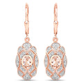 Oval Pink Morganite Bezel 18K Rose Gold Plated Silver Lever Back Dangle Earrings by Fine Color Jewels