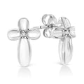 .925 Sterling Silver Prong Set Diamond Accent Floral Cross Stud Earring (I-J Color, I1-I2 Clarity) by Bids.com