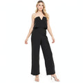 Bebe Women Black Scuba Crepe Strapless Jumpsuit V Notch, Size XS by Vanessa Jane