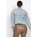 Accented Rhinestones Pocketed Denim Jacket by DailySale