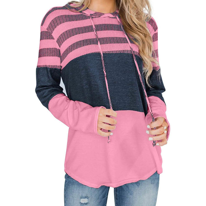 Actloe Women Long Sleeve Striped Color Block Casual Hoodies by DailySale