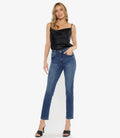 Adaline High Rise Slim Straight Jeans - Medium Wash by Boutique 23
