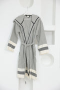 Cotton White & Black Bathrobe by NoaPure.com