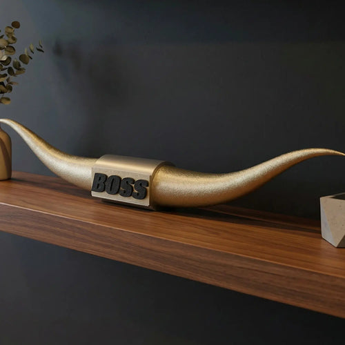ADG42 The Boss Gold Steer Horns | Home Office by Active Doodie Gear­®