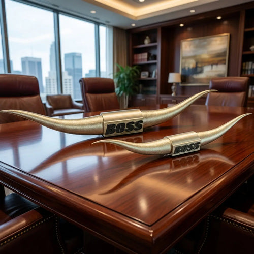 ADG42 The Boss Gold Steer Horns | Home Office by Active Doodie Gear­®