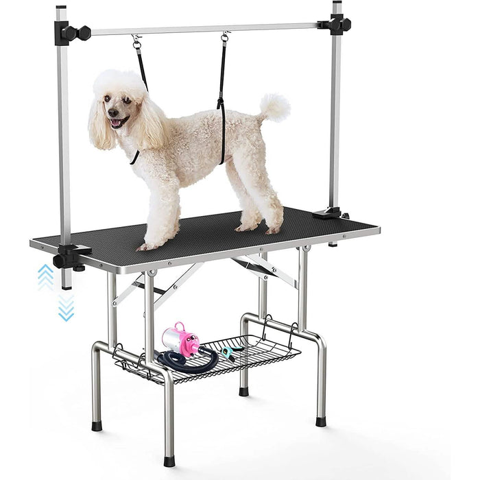 Adjustable Pet Large Foldable Dog Grooming Table with Arms by DailySale
