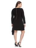 Adrianna Papell Long Sleeve Matte Jersey Dress with Asymmetrical Hemline, SZ 20W by Vanessa Jane
