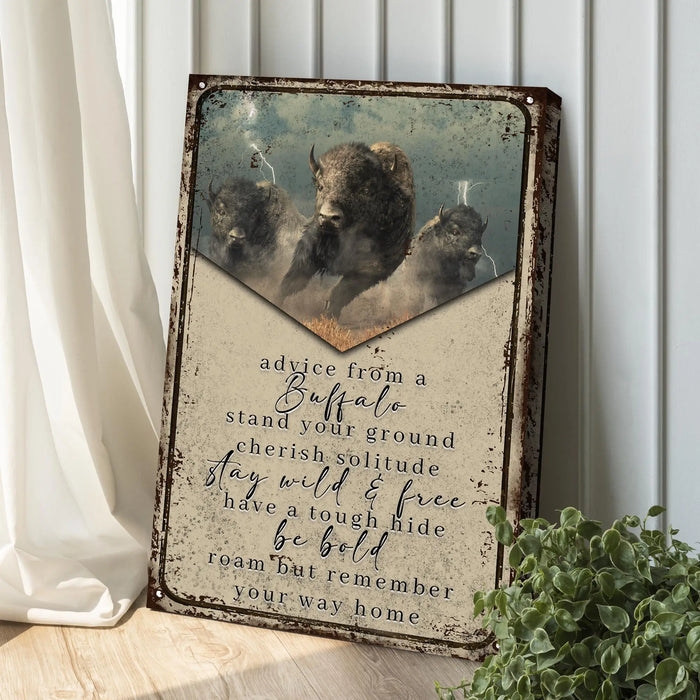 Advice From A Buffalo Sign by Tailored Canvases