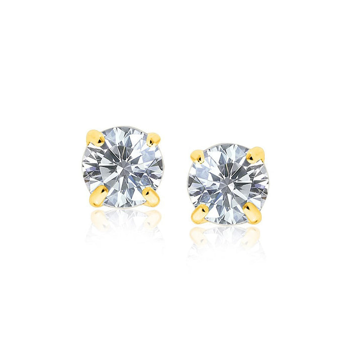 14k Yellow Gold 8.0mm Round CZ Stud Earrings by Bids.com