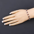 0.14 Ct Heart Red Garnet & Diamond Prong Silver Box Clasp Tennis Bracelet by Fine Color Jewels
