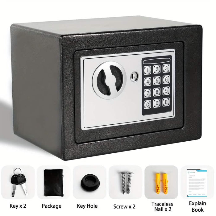 Fireproof Digital Home Safe with Keypad, Sensor Light & Money Bag-Silver by DailySale