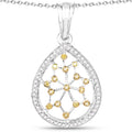 0.45 Carat Genuine White Diamond and Yellow Diamond .925 Sterling Silver Pendant by Bids.com