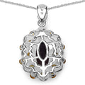 6.40 Carat Genuine Smoky Quartz, Citrine & White Diamond .925 Sterling Silver Pendant by Bids.com