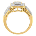 10K Yellow Gold Round and Baguette-Cut Diamond Cluster Ring (1.0 Cttw, I-J Color, SI1-SI2 Clarity) - Size 7 by Bids.com