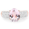 14K Rose Gold Plated 3.27 Carat Genuine Kunzite Oval and White Zircon .925 Sterling Silver Ring Ring by Bids.com