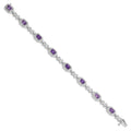 Genuine Amethyst Diamond Infinity Link Bracelet by Fine Color Jewels